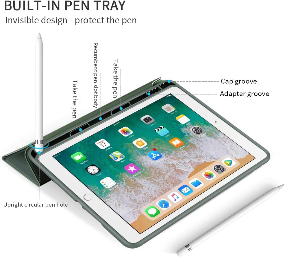 ZOYU Case for iPad 9th/8th/7th Generation with Pencil Holder, Slim Stand Smart Case with Soft TPU Back Cover - Image 4