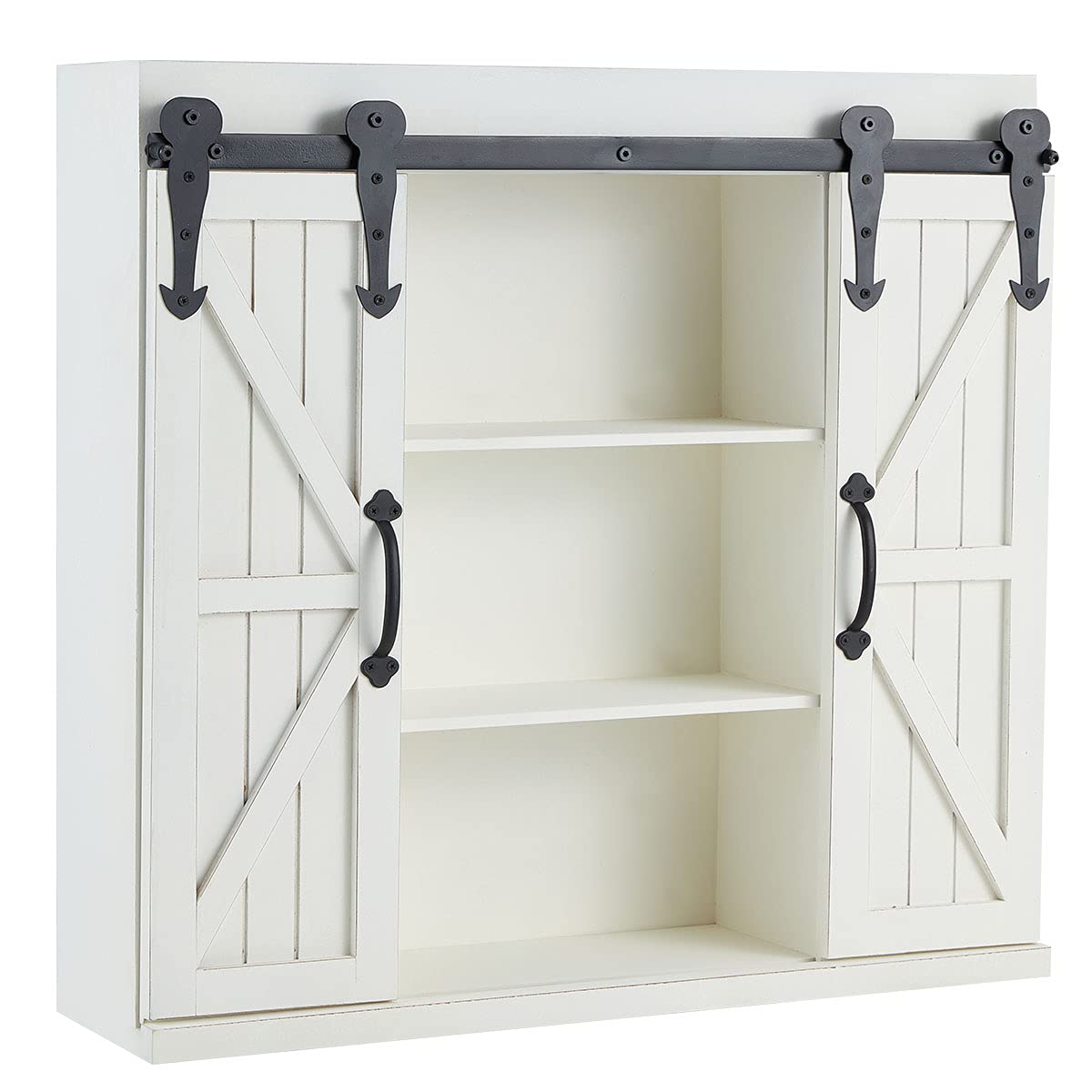 Buy Wood Wall Storage with Sliding Barn Door,3Tier