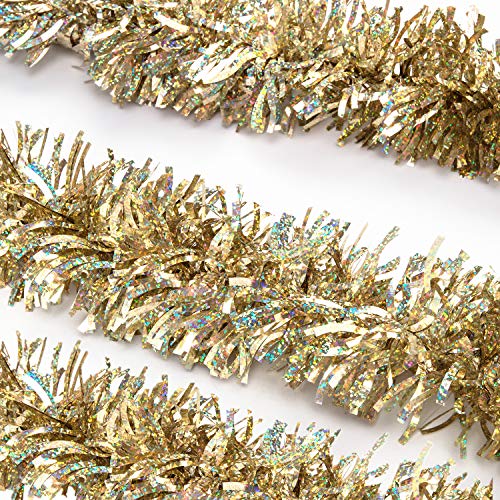 iPEGTOP 3 Pcs x 6.6ft Christmas Tinsel Garland, Metallic