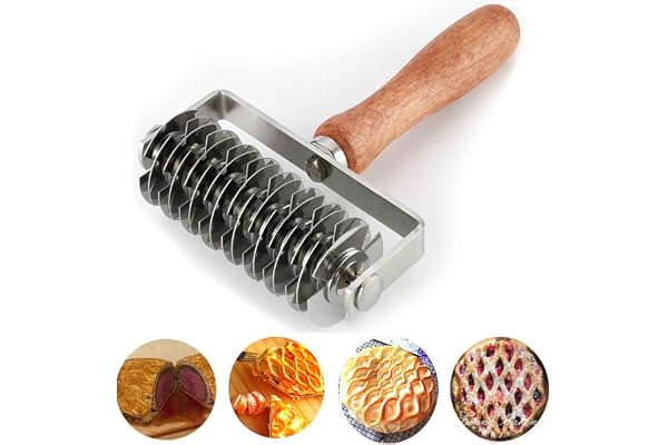 AMPSEVEN Pastry Lattice Roller Cutter - Stainless Steel Dough Lattice for Pie Pizza Bread Beef Wellington Pastry Crust Roller