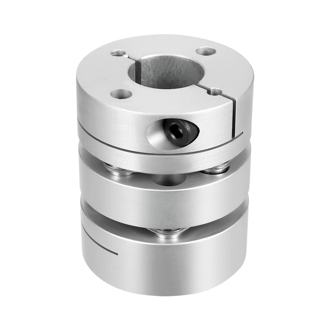 sourcingmap 10mmx19mm Clamp Tight Motor Shaft 2 Diaphragm Coupling Coupler, Silver, 10-19mm