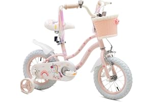 BIXIKE Princess Style Girls Bike with Basket for 2-13 Years Old Kids and Toddlers, 12 14 16 18 Inch Bicycle for Children with Training Wheels and Streamers, 20 Inch with Kickstand, Multiple Colors