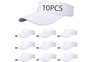 DASSNANE 10 PCS White Empty Top Hat Bulk Solid Color Blank Adjustable Sport Sun Visor Hats Athletic Visor Caps for Women and Men Summer Outdoor Anti Ultraviolet for Beach Golf Tennis Baseball
