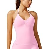 Workout Tank Tops for Women with Built in Bra,Slim Fit Halter Sleeveless Gym Tops Seamless Racerback Athletic Yoga Shirts