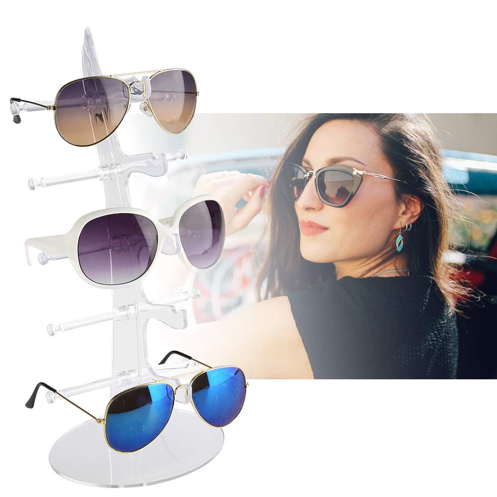 TMISHION 5 Pairs Plastic Eyeglasses Shelf - Sun Glasses Display Stand Rack - Storage Rack for Eyewear Organizer - Frame Display Stand - Transparent Design - Eyeglass Collections for Home & Store