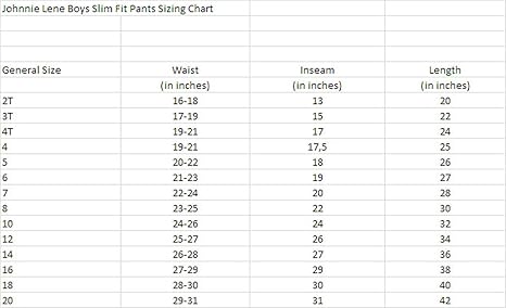 slim fit pants measurements