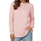 AURUZA Sweatshirt for Women Long Sleeve Crewneck Sweatshirt Women Causal Loose Fit Pullover Tunic Top Fall Clothes Shirts