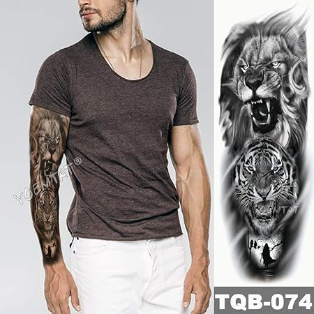Tzxdbh 3pcs Grand Bras Tatouage Lion Couronne Couronne Roi