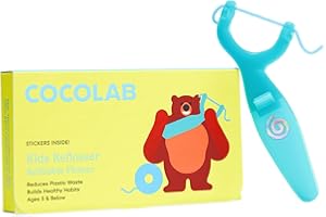 COCOFLOSS Cocolab Kids Reflosser, Reusable, BPA-Free Flosser for Children with Sticker Pack, Dentist-Designed Eco-Friendly Oral Care Tool, Floss Holder for Healthy Teeth (Floss Not Included)