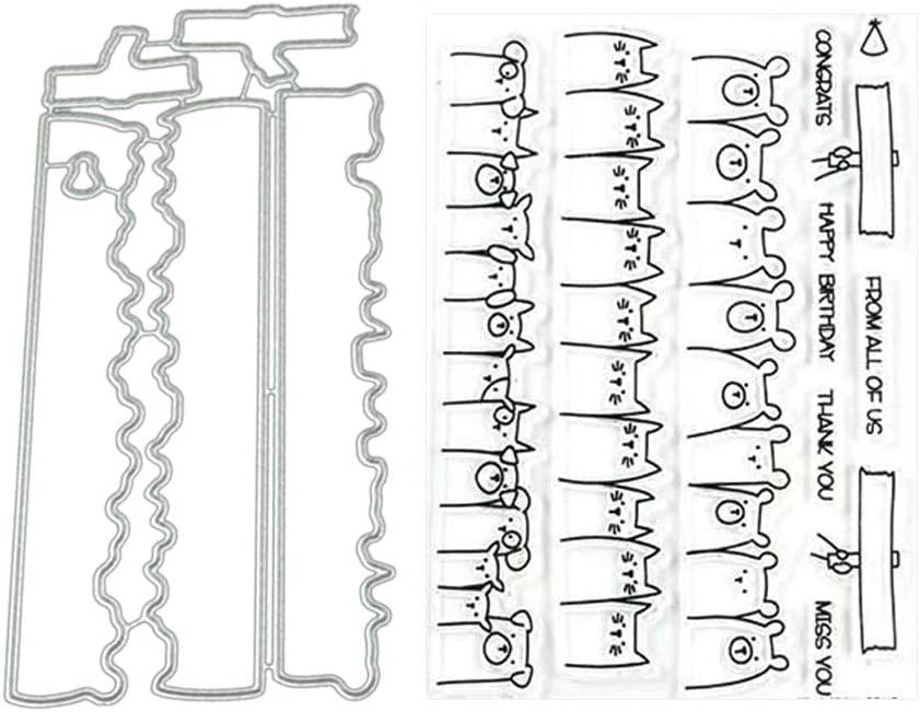 Sitonelectic Metal Cutting Dies and Stamp, Cut Bear Animal Cut Stencils for DIY Card Making Crafts, Birthday Gift, Decorative Embossing Die Cutting