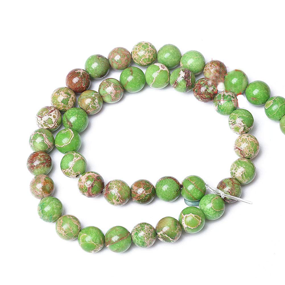 Round Shape Stone Loose Beads Gemstone DIY Bracelet Necklace for Jewelry Making (Green Natural Emperor Stone, 6mm) โ image 1