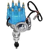 A-Team Performance Ready to Run Distributor - Blue Cap, 5.0 HO Small Block Windsor V8-2-Wire Setup &amp; Distributor Cap Rotor Kit - Compatible with Ford Windsor V8 (221,260,289,302)