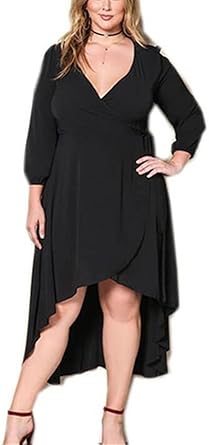 plus size long sleeve wrap dress
