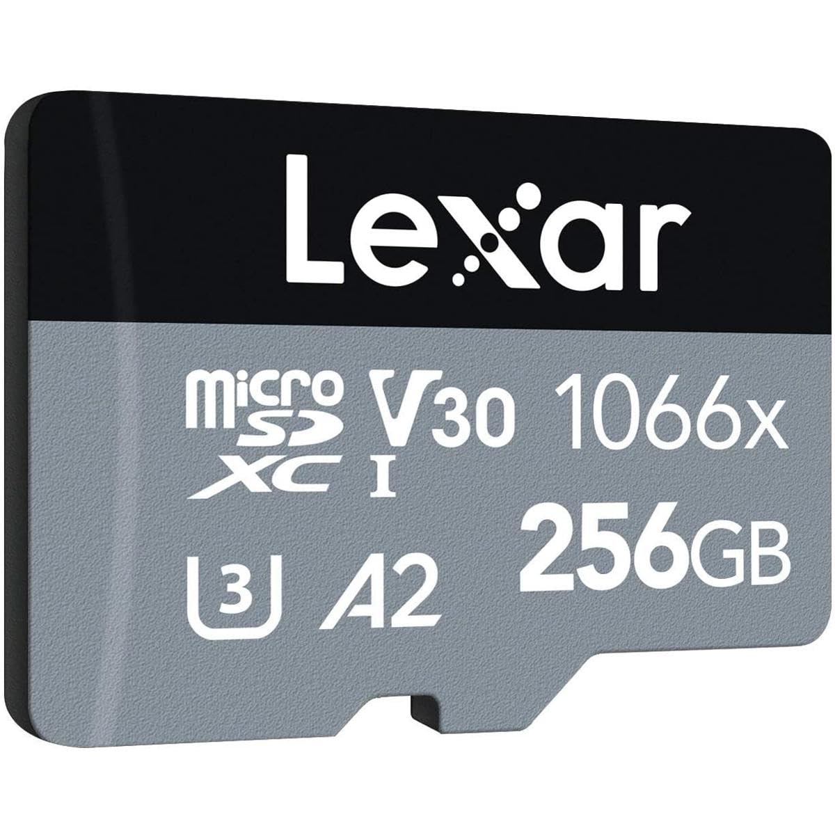 Lexar 256GB Professional 1066x micro SD Card w/ SD Adapter, UHS-I, U3, V30, A2, Full HD, 4K, Up to 160/120 MB/s, for Action Cameras, Drones, Smartphones, Tablets, Nintendo-Switch (LMS1066256G-BNANU)