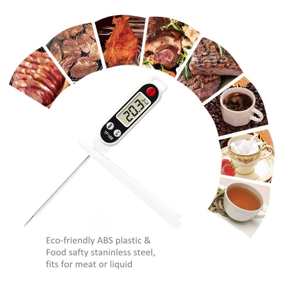 Amteker Fast Digital Meat Thermometer, Electronic Cooking Instant Read and Food Thermometer for Kitchen, BBQ, Poultry, Cooking, Baking (Battery Included)