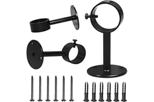IHRDNNR Curtain Rod Brackets Heavy Duty Ceiling-Mount Rod Holders for Fits Rods up to 1 or 1.25 Inch Rods, Set of 3 (Black)