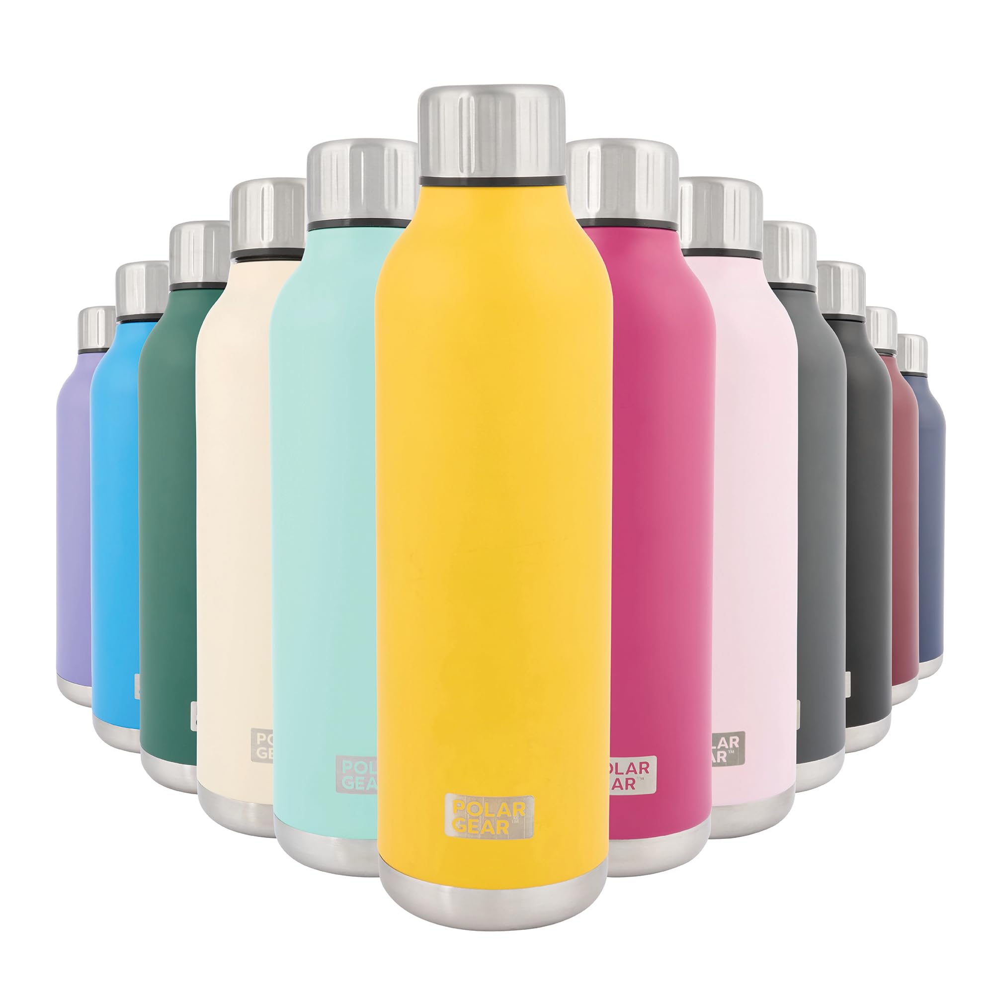 Polar Gear Stainless Steel Water Bottle - 500ml Vacuum Insulated Metal Water Bottle, Double Wall, Leakproof Drinks Bottle - 12H Hot, 24H Cold - Perfect for Work, Travel, Sports, Gym (Yellow)