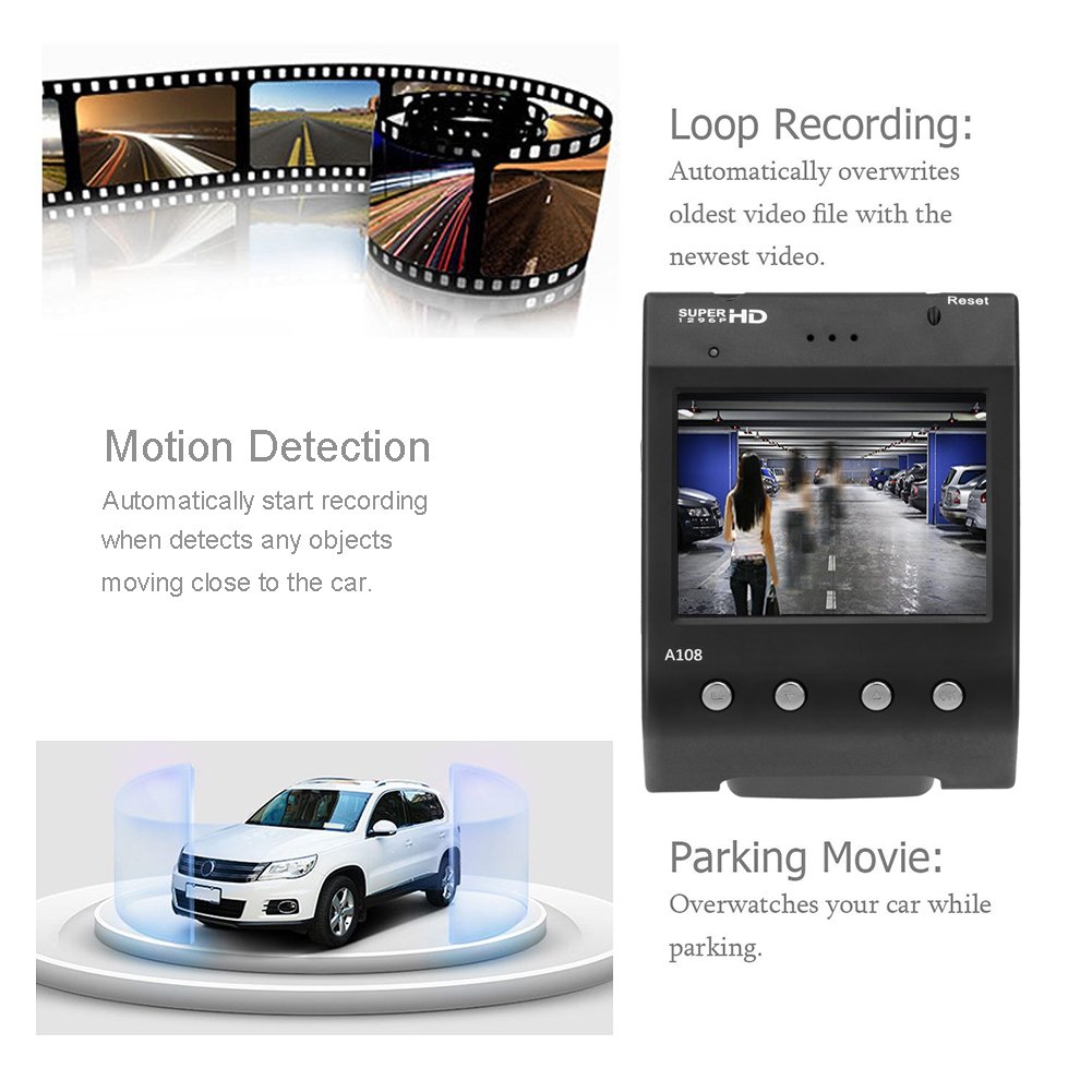 Dash Cam, Senwow Car Camera (32GB SD Card Included) 1296P Super HD Video Recorder 170° Wide Angle Dashboard DVR Camcorder Built-In ADAS LDWS FCWS G-Sensor WDR Loop Recording Night Vision Parking Guard