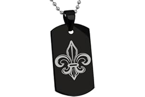 Tioneer Stainless Steel Valorous Fleur De Lis Symbol Dog Tag Pendant Necklace
