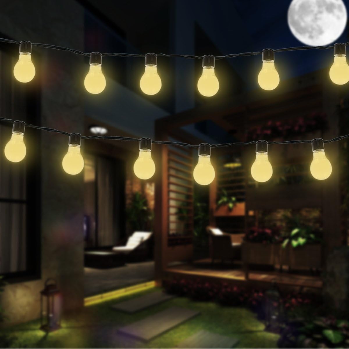 Solar Bulb Lights, EONANT 3.5M 10 LED Plastic Solar Bulbs String Lights Waterproof with 2 Modes Lighting for Outdoor Garden