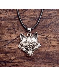 HAQUIL Odin Wolf Collar de lobo y Raven alas colgante collar para hombres y mujeres