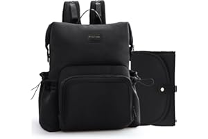 miss fong Diaper Bag Backpack - Baby Diaper Bag Neoprene Bag Large Capacity Neoprene Backpack with Diaper Changing Pad Travel