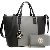 Dasein Satchel Purse Handbag for Women Large Shoulder Work Tote Bag With Matching Wallet