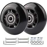 WHEELGOO 2-Pack PU Luggage Suitcase Replacement Wheels Repair Kit w/ABEC-7 Bearings and 6mm Axles for Trolley Carry-on Roller Travel Bag (70 * 24mm)
