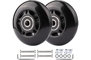 WHEELGOO 2-Pack PU Luggage Suitcase Replacement Wheels Repair Kit w/ABEC-7 Bearings and 6mm Axles for Trolley Carry-on Roller Travel Bag (70 * 24mm)