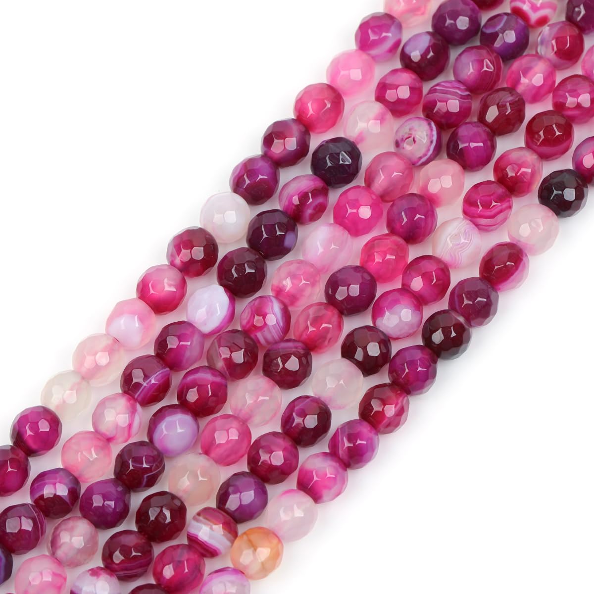 Sweet & Happy Girl's Store 6mm Round Faceted Gemstone Plum Banded Agate Beads Strands 15 Inch Jewellery Making Beads