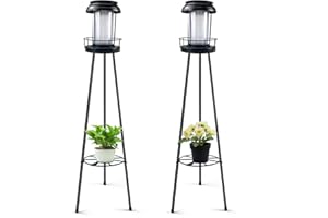 HONGLAND Outdoor Plant Stand with Solar Lights - Holiday Gift Ideas for Decorative Decor - 1 Pack Upgraded Solar Power Lighthouse for Patio Waterproof, Solar Lantern Lights for Patio Deck Yard Garden Porch