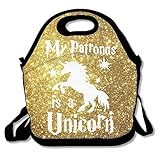 My Patronus Is An Unicorn Lunch Bags Insulated Travel Picnic Lunchbox Tote Handbag With Shoulder Strap For Women Teens Girls Kids Adults