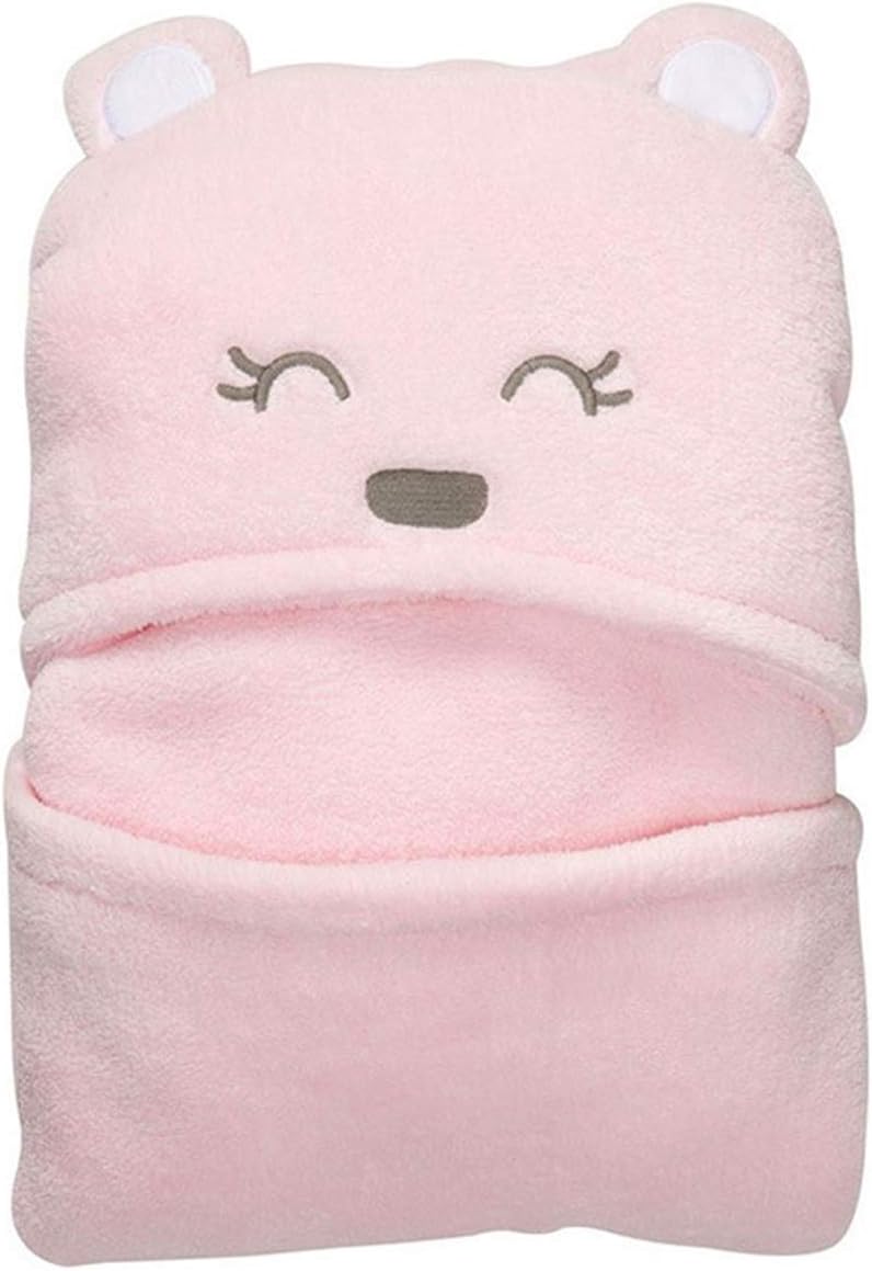 Newborn Toddler Baby Boys Girls Bathrobe Sleeping Bag Wrap Cute Bear Hooded Swaddle Blanket Wrap Bath Towel Dressing Gown (Pink)