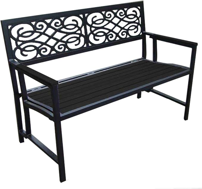 Folding Aluminum and Wood Garden Bench Finish Dark Brown