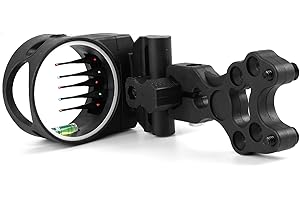 Moyujian Compound Bow Sight Four Way Adjustable 5-Pin Sight 019 "Horizontal Fiber Optic Pin Bubble Level Easy to Install Universal Sight for Composite Bow