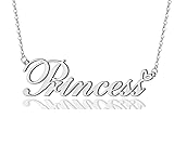 AOLO Princess Heart Name Necklace Silver Stainless