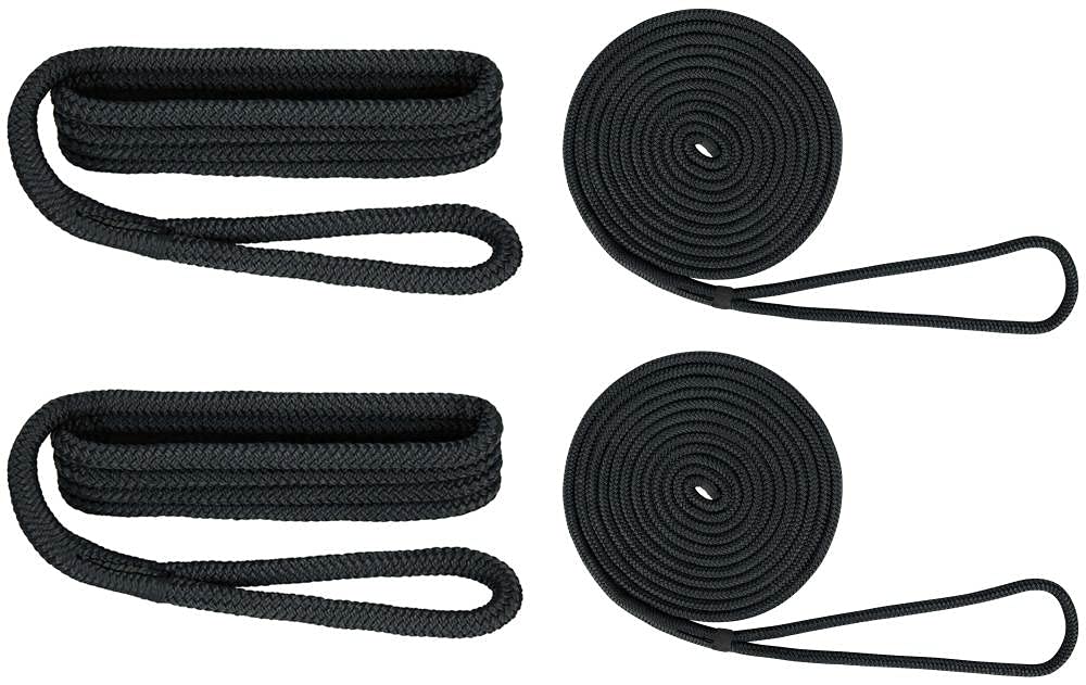 Extreme Max Standard 3006.2689 BoatTector Premium Double Braid Nylon Dockside Rope Value Pack-3/8, Black