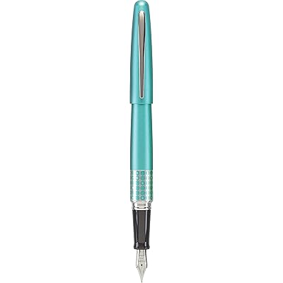 Pilot MR Retro Pop Collection Fountain Pen, Turquoise Barrel, Dots Accent, Medium Stainless Steel Nib, Black Ink (91446) Modern Design Fountain Pen with Retro Patterns, Stainless Steel Nib, Refillable
