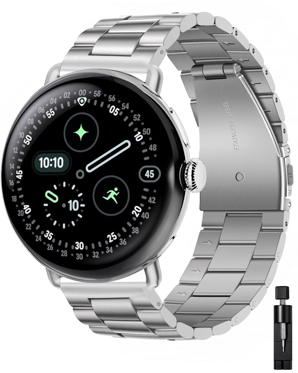 Metal Band Compatible with Google Pixel Watch 4/3 45mm Bands, Business Stainless Steel Watch Band for Google Pixel Watch 4 45mm, Adjustable Wristband Replacement Strap for Pixel Watch3 45mm Men