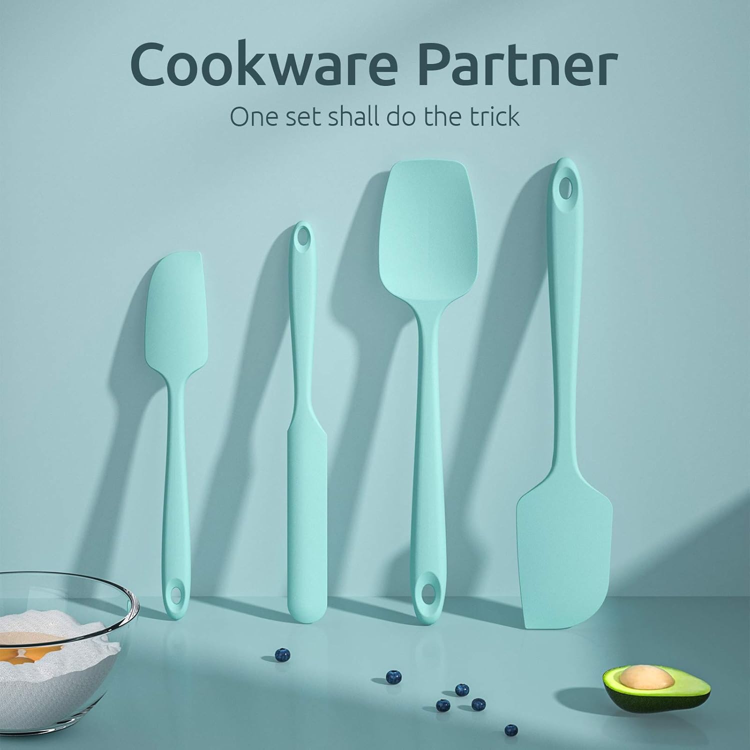 U-Taste Silicone Spatula Set with 600 Degrees Fahrenheit Heat Resistant (Teal/Aqua Sky): Kitchen & Dining