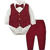 A&J DESIGN Baby Boy Suits Clothes Infant Toddler Formal Gentleman Outfits, Dress Shirt + Vest + Bow Tie + Pants Wedding Set
