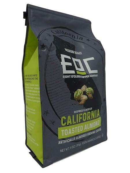 EIGHT O’CLOCK COFFEE FLAVORS OF AMERICA CALIFORNIA TOASTED ALMOND, 11 OUNCE BAG, GROUND COFFEE WITH SWEET, NUTTY FLAVOR
