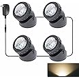 yoosuml Underwater Fountain Lights, Warm White Pond Lights, LED Landscape Spotlights IP68 Waterproof Submersible for Garden Yard Aquarium Pond Fountain Waterfall, (Set of 4)
