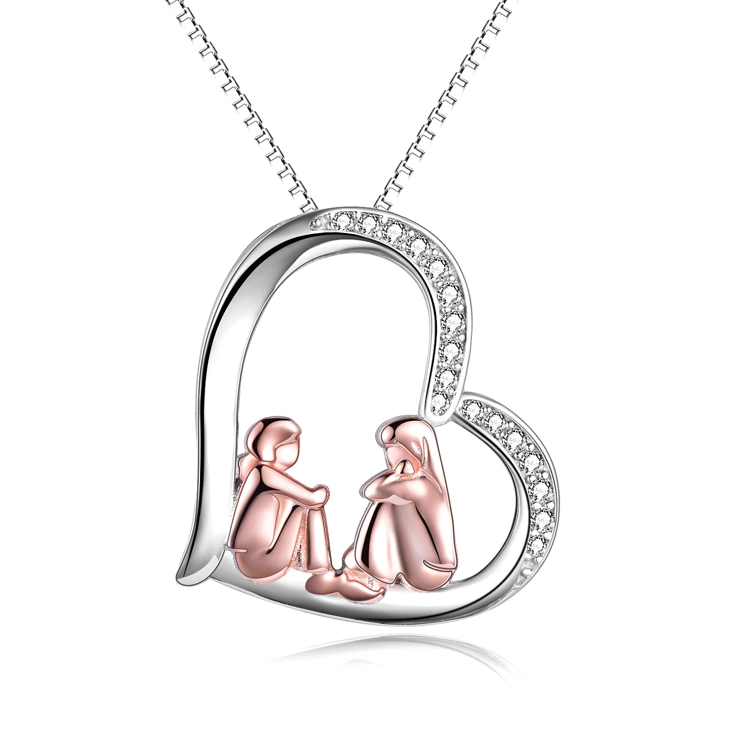 YAFEINI Sister Gifts Sterling Silver Always My Sister Forever My Friend Gifts Love Heart Friendship Necklace for Sister Big Sis Lit Sis Best Friend