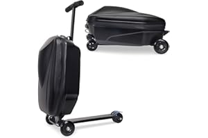 GHSY 20" Scooter Suitcase for Kids, 2-in-1 Ride On Luggage with Wheels for Boys & Girls Ages 4-15, Foldable Hardshell Carry On Lightweight Travel Suitcase for Airplane