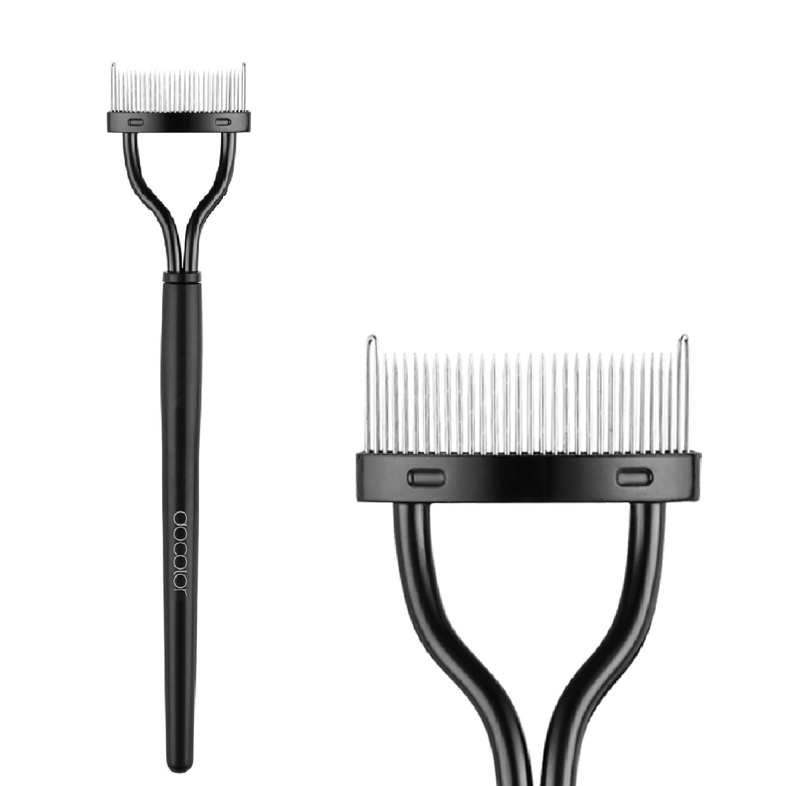 Photo 1 of Docolor Eyelash Comb Eyelash Separator Tool Mascara Applicator Eyelash Brush Lash Separator Tool Comb Arc Designed Cosmetic Brushes Tool, with Comb Cover (Black)