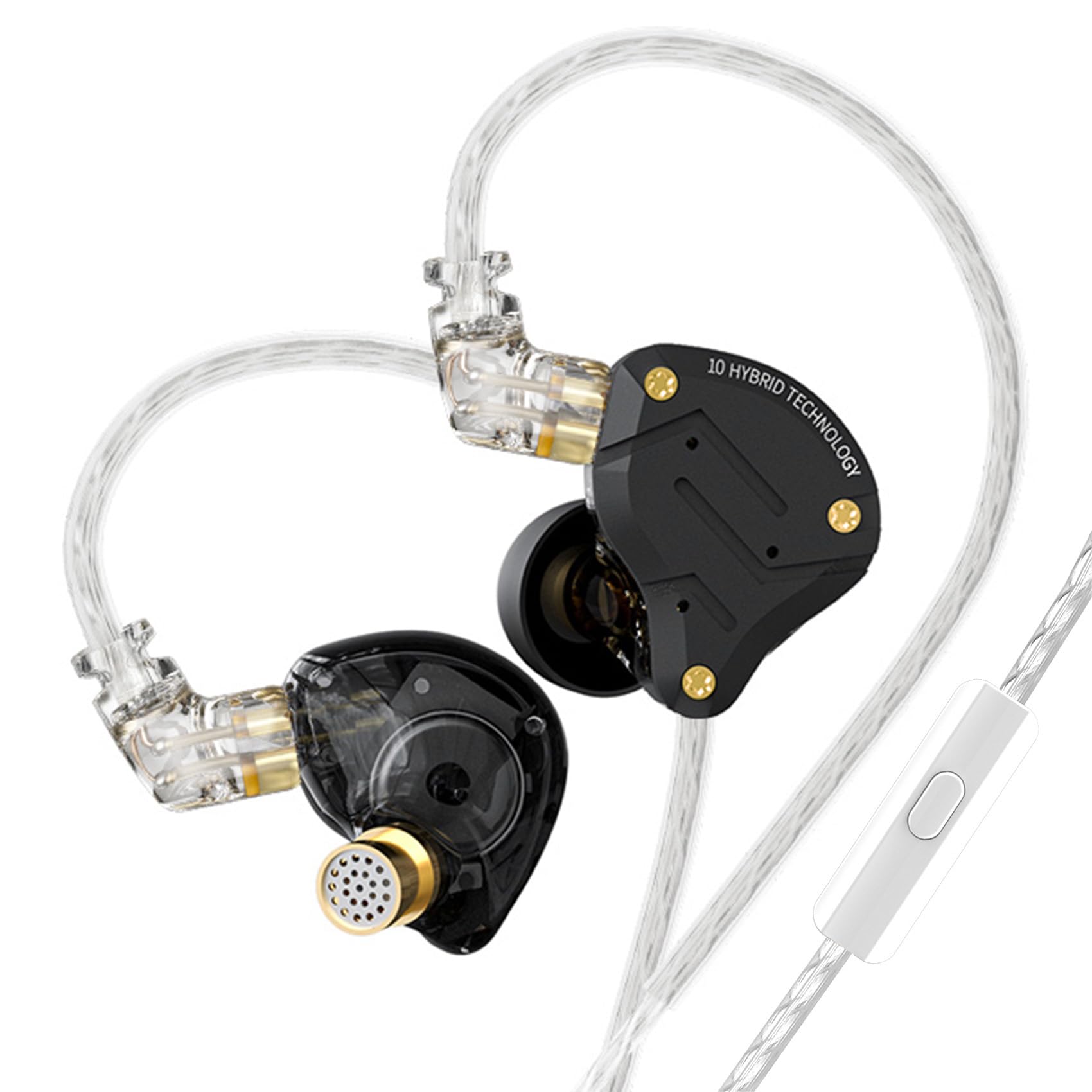 Yinyoo KZ ZS10 Pro Wired Earphones Hifi IEM for Gaming 4BA+1DD In Ear Headphones Wired Earbuds with Microphone Jack 3.5mm 2 Pin Detachable OFC Cable for Singer Guitarist Drummer