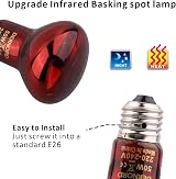 DERNORD Infrared Red Light 50W Reptile Heat Lamp 2 Pack E27 220-240V view 3