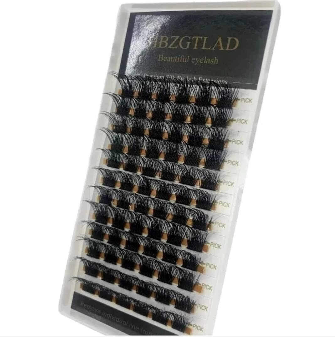 72 Cluster Lashes Natural Soft Ribbon Eyelashes Extension Fluffy Wispy False Lashes DIY Lightweight Reusable 12MM 3D (MIX Length 8-16 D Curl)