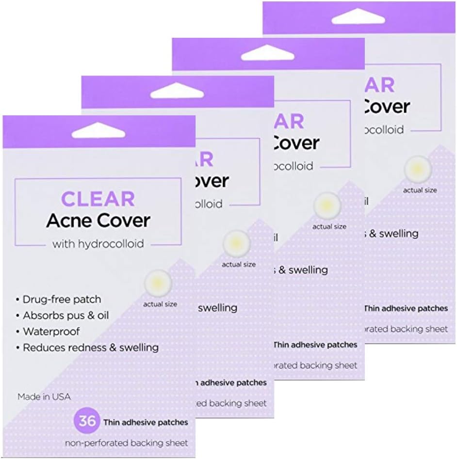 144 Count - Clear Acne Cover with Hydrocolloid - Pimple Absorbing Patch Sticker Patches for Acne Spot Treatment